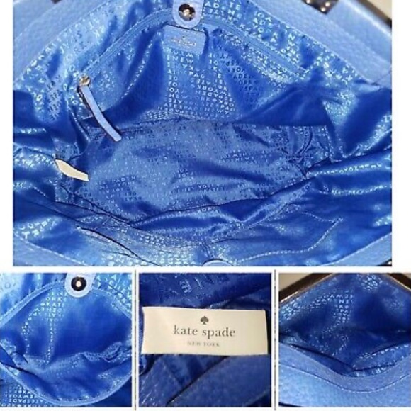 kate spade Thatcher Everett Way Royal Blue Pebble Leather Tote Bag-WKRU 3705-GUC - Picture 2 of 9